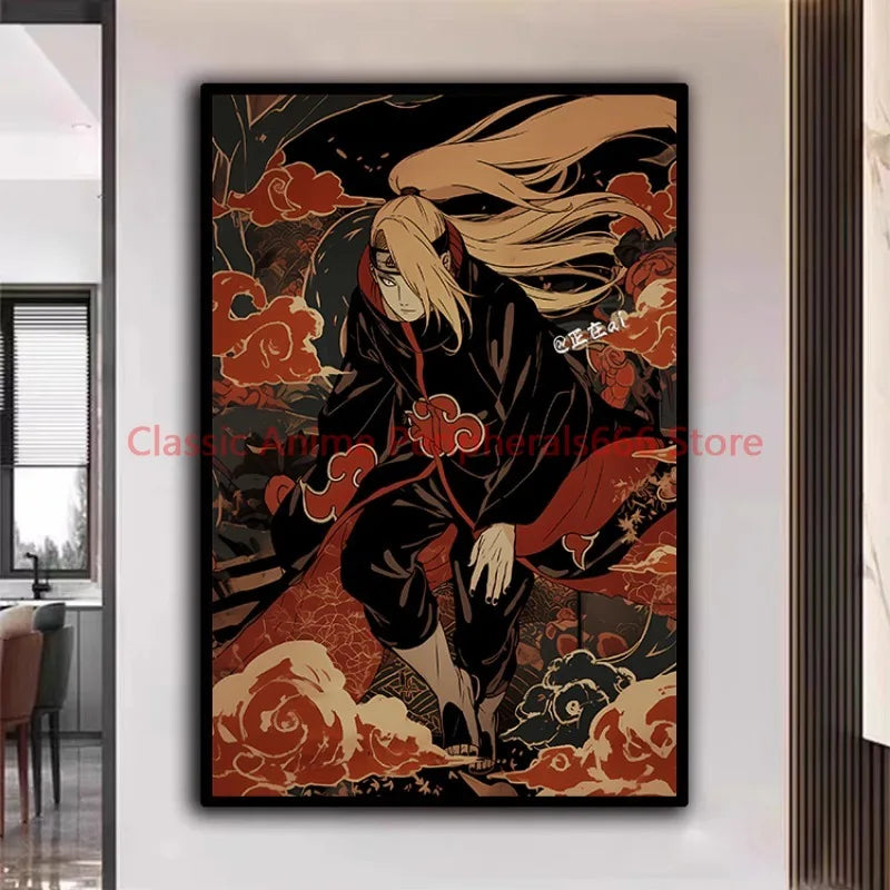 Naruto Poster Kakashi Sasuke Itachi Uchiha Akatsuki Anime Character Ukiyo-e Oil Painting Modern Home Decoration Aesthetic Gift