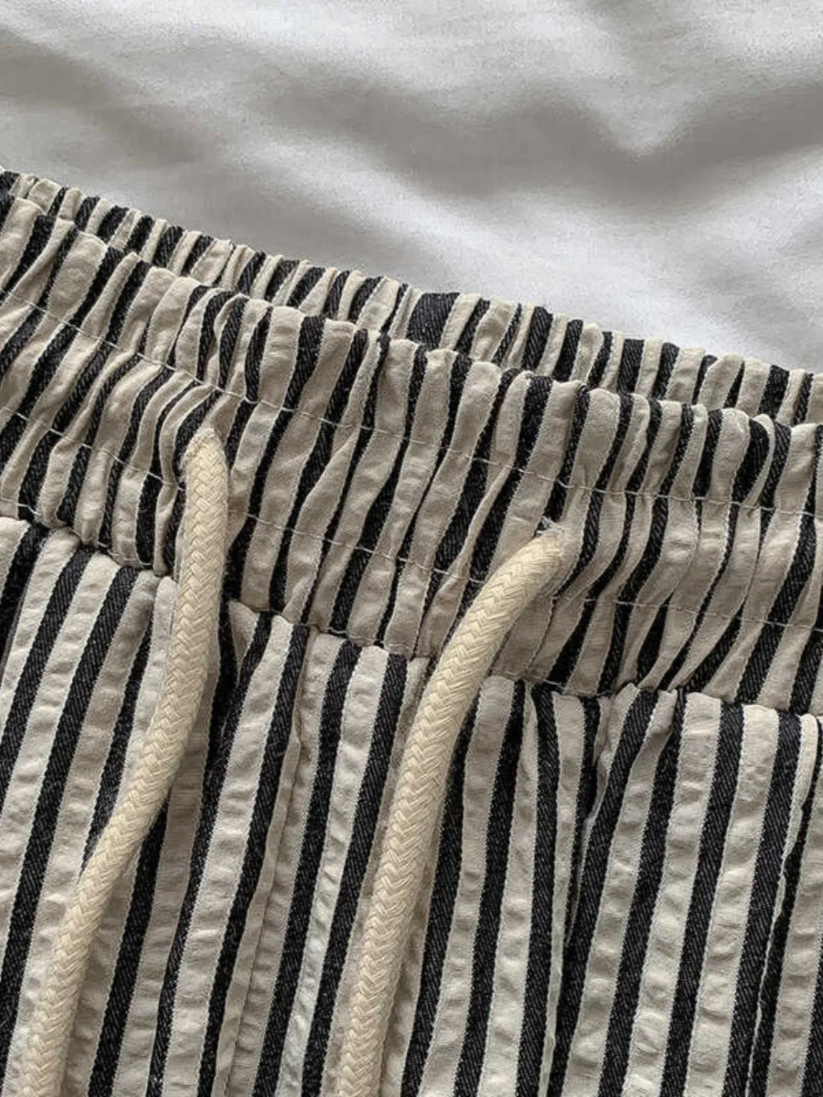 Korean Laid-ba Striped Drapey Casual Pants Women's High-waist Straight Thin Summer Elastic Waist Versatile Long Trousers