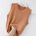 Women's Svel Ice Silk Knitted Vest Summer New plus Size Strap Top Outerwear Slimming Belly Covering irt Commute Sle