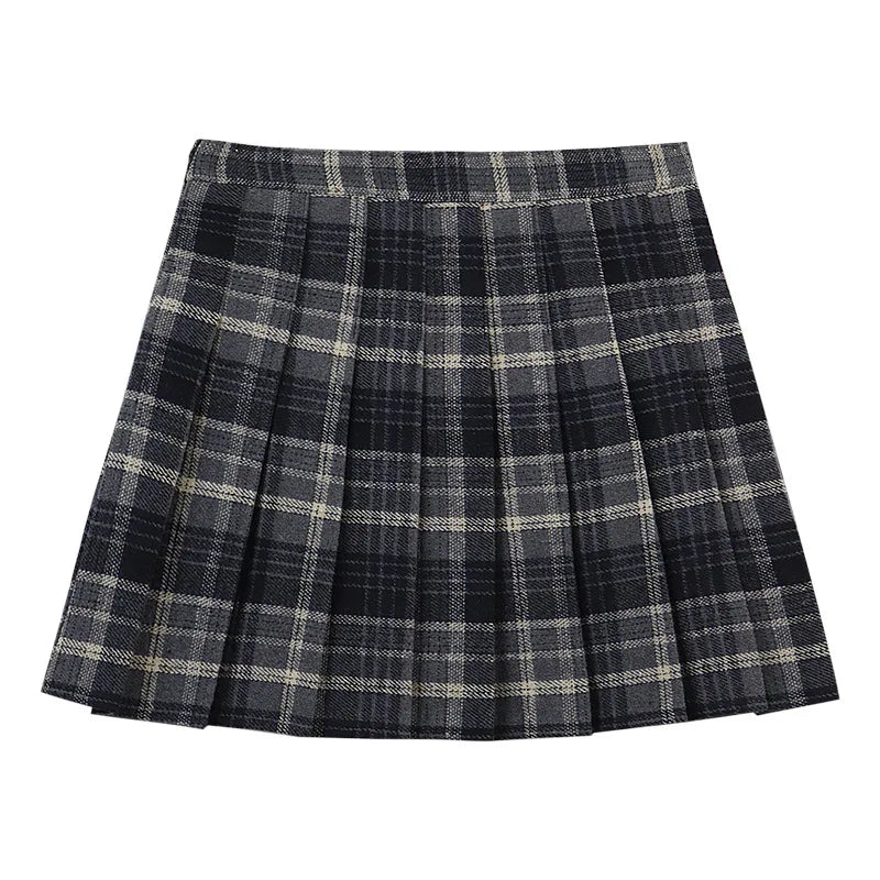 High Waist Plaid A-Line  Skirt Women's Commuter Style Autumn Winter Fashion College Trendy Skirts Polyester Fabric