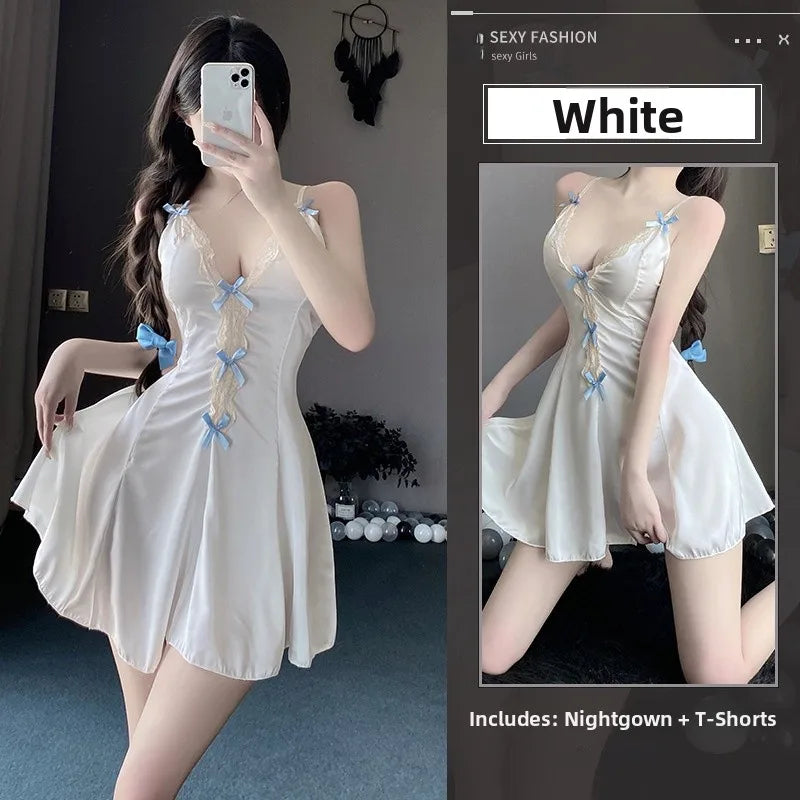 Sexy Lace Nightclub Underwear Set Home Clothes Small Chest Illusion Chemise Dress Trendy Summer New Arrival Pure Desire