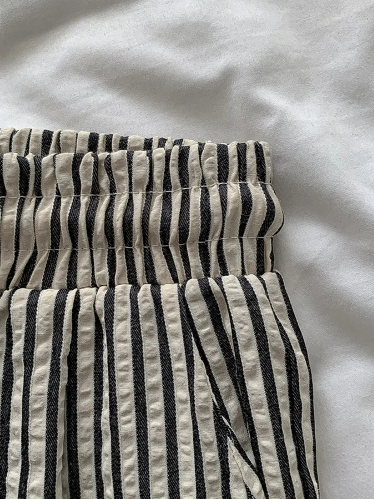 Korean Laid-ba Striped Drapey Casual Pants Women's High-waist Straight Thin Summer Elastic Waist Versatile Long Trousers