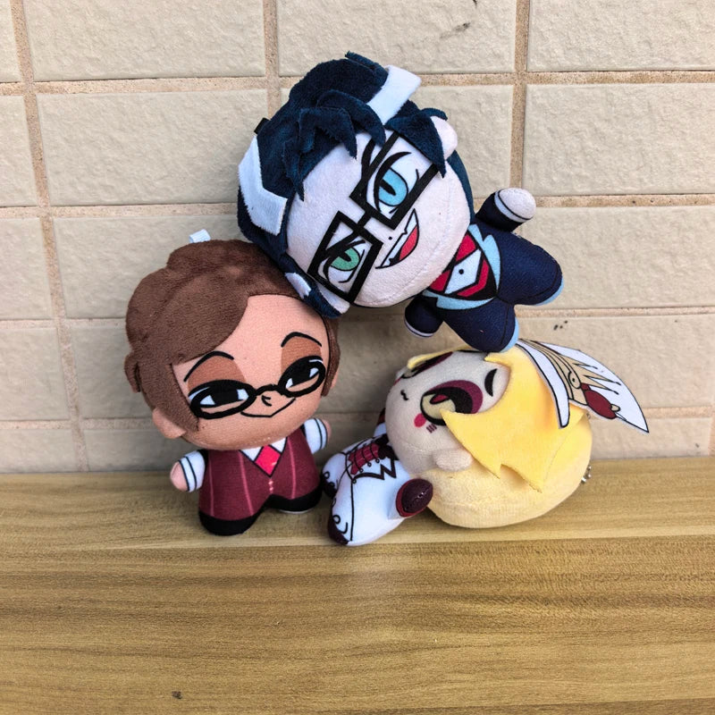 10cm Cute Animation Hotel Hazbin Character Smile 3V Vox / Alastor and Lucifer Plush Toys Bag Pendant Keychain Anime Plushie Doll
