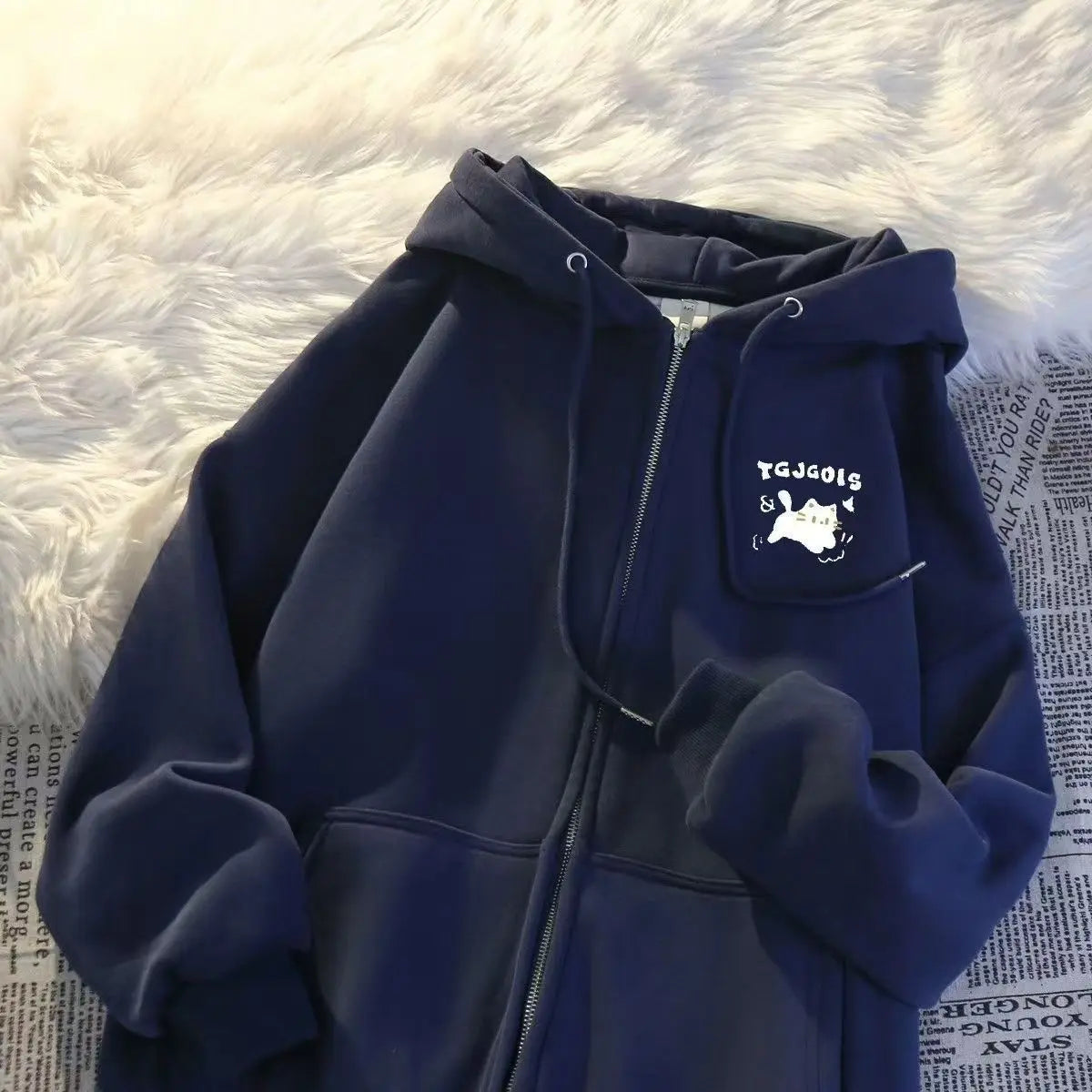 Sudadera con Capucha y Cierre de Polar