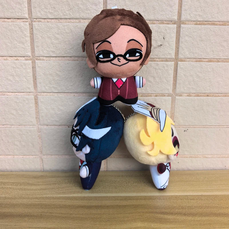 10cm Cute Animation Hotel Hazbin Character Smile 3V Vox / Alastor and Lucifer Plush Toys Bag Pendant Keychain Anime Plushie Doll