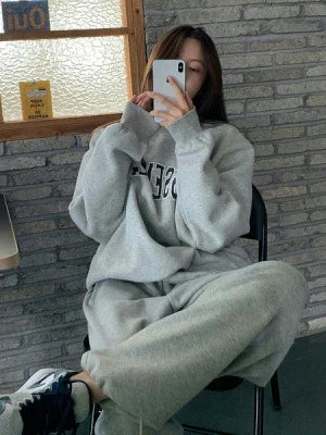 Women's Loose Fit Thin American Style Hoodie Spring Autumn Trendy Hiphop High Street Casual Long Sleeve round Neck Print Top