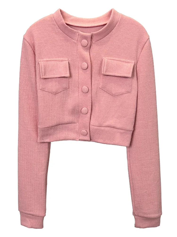 Sexy Long Sleeve Knitted Sweater Women's Single Button Short Outerwear Top Dongda Gate New Korean Style Versatile Casual Wear