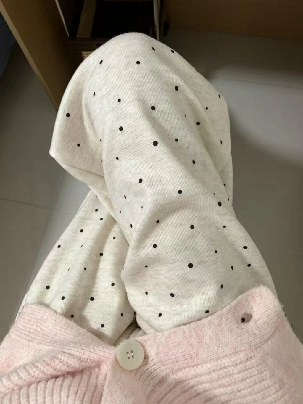 Polka Dot Wide Leg Pants Women's High Waist Straight Cut Casual Long Trousers Korean Style Versatile Fashion Slimming Loose Fit
