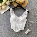 Sweet Heavy Embroidery Hollow out Strap Vest Women Summer Pure Desire Spicy Fibone Slimming Top Women's Faion Outfit
