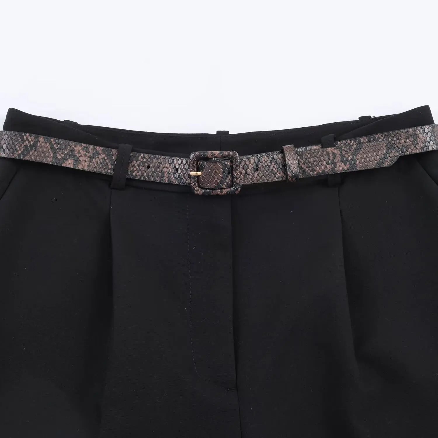 Fashionable Casual High Waist Long Short Pants Women's Spring Summer New Arrival Belt Included Polyester Fiber Straight Leg