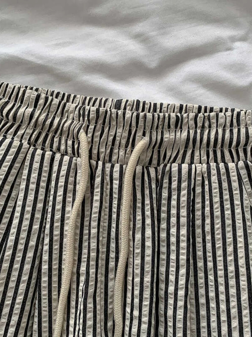 Korean Laid-ba Striped Drapey Casual Pants Women's High-waist Straight Thin Summer Elastic Waist Versatile Long Trousers