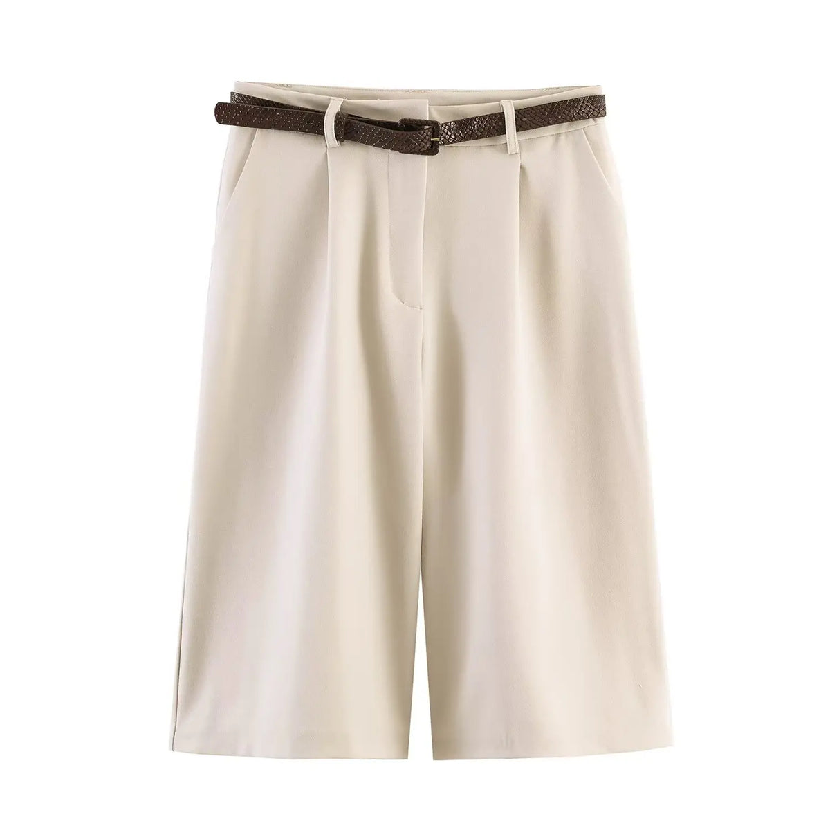 Pantalón Recto de Tiro Alto con Cinturón