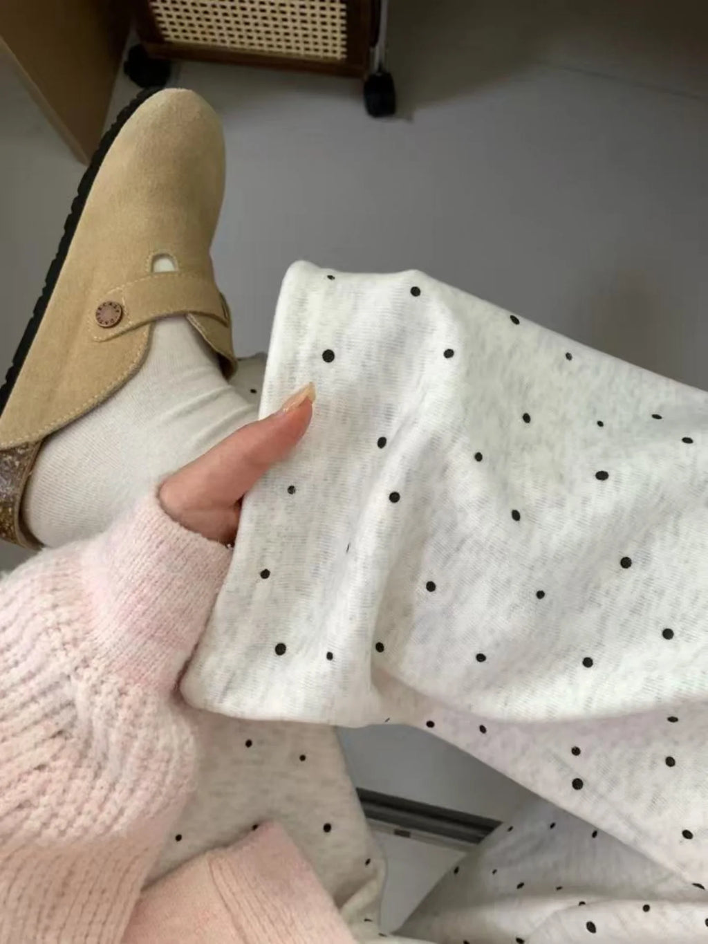 Polka Dot Wide Leg Pants Women's High Waist Straight Cut Casual Long Trousers Korean Style Versatile Fashion Slimming Loose Fit