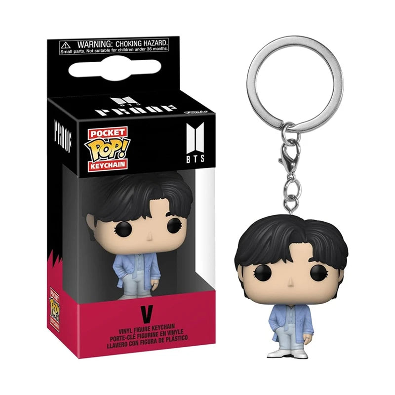 Funko POP Keychain Toy Men's Team Cartoon V JUNG KOOK JIMIN Jin V J-HOPE Pocket Pop Keychain Vinyl Action Figure Collection Toys