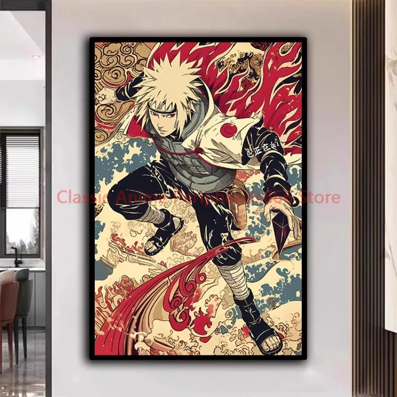 Naruto Poster Kakashi Sasuke Itachi Uchiha Akatsuki Anime Character Ukiyo-e Oil Painting Modern Home Decoration Aesthetic Gift