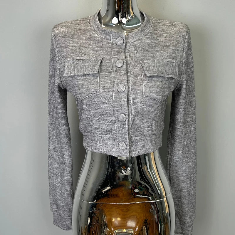 Sexy Long Sleeve Knitted Sweater Women's Single Button Short Outerwear Top Dongda Gate New Korean Style Versatile Casual Wear