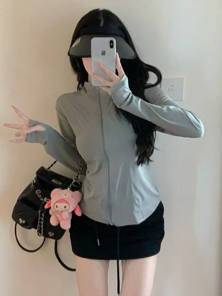 Chaqueta Rosa de Protección Solar Ajustada