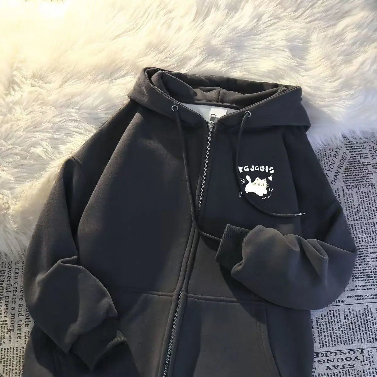 Sudadera con Capucha y Cierre de Polar