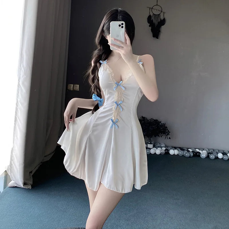 Sexy Lace Nightclub Underwear Set Home Clothes Small Chest Illusion Chemise Dress Trendy Summer New Arrival Pure Desire
