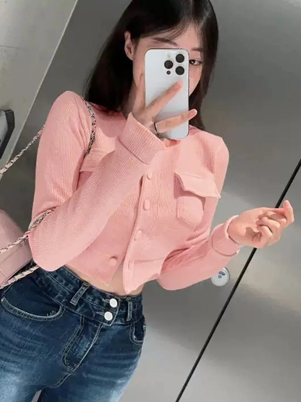 Sexy Long Sleeve Knitted Sweater Women's Single Button Short Outerwear Top Dongda Gate New Korean Style Versatile Casual Wear