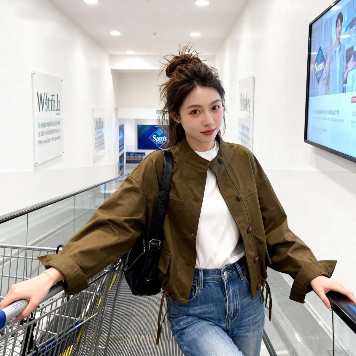Fashionable Casual Short Jacket Women's Spring Autumn Popular Slimming Leisure Stackable Top Stand Collar Workwear Outerwear