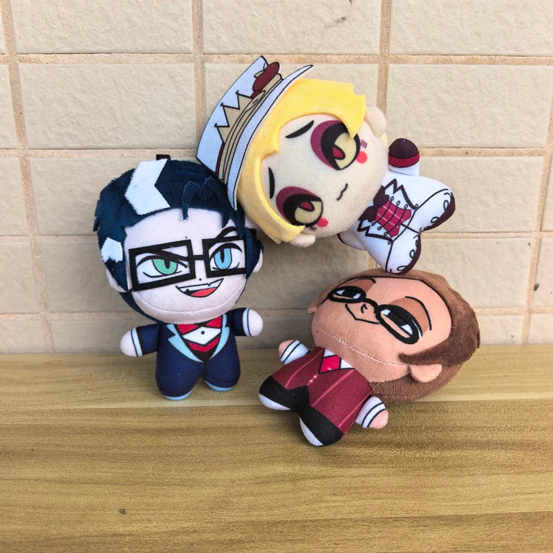 10cm Cute Animation Hotel Hazbin Character Smile 3V Vox / Alastor and Lucifer Plush Toys Bag Pendant Keychain Anime Plushie Doll