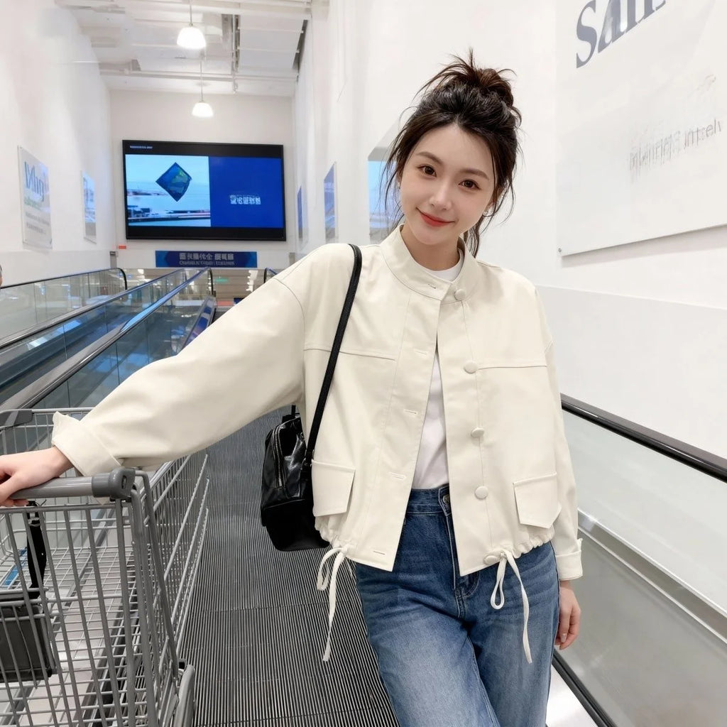Fashionable Casual Short Jacket Women's Spring Autumn Popular Slimming Leisure Stackable Top Stand Collar Workwear Outerwear