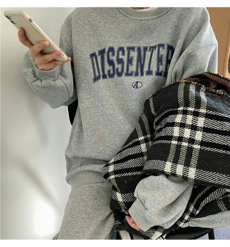 Women's Loose Fit Thin American Style Hoodie Spring Autumn Trendy Hiphop High Street Casual Long Sleeve round Neck Print Top