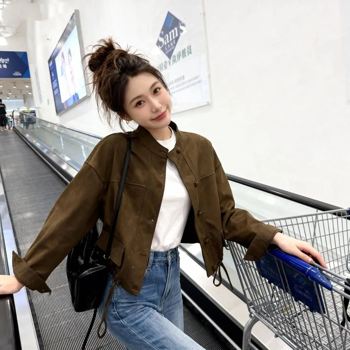 Fashionable Casual Short Jacket Women's Spring Autumn Popular Slimming Leisure Stackable Top Stand Collar Workwear Outerwear