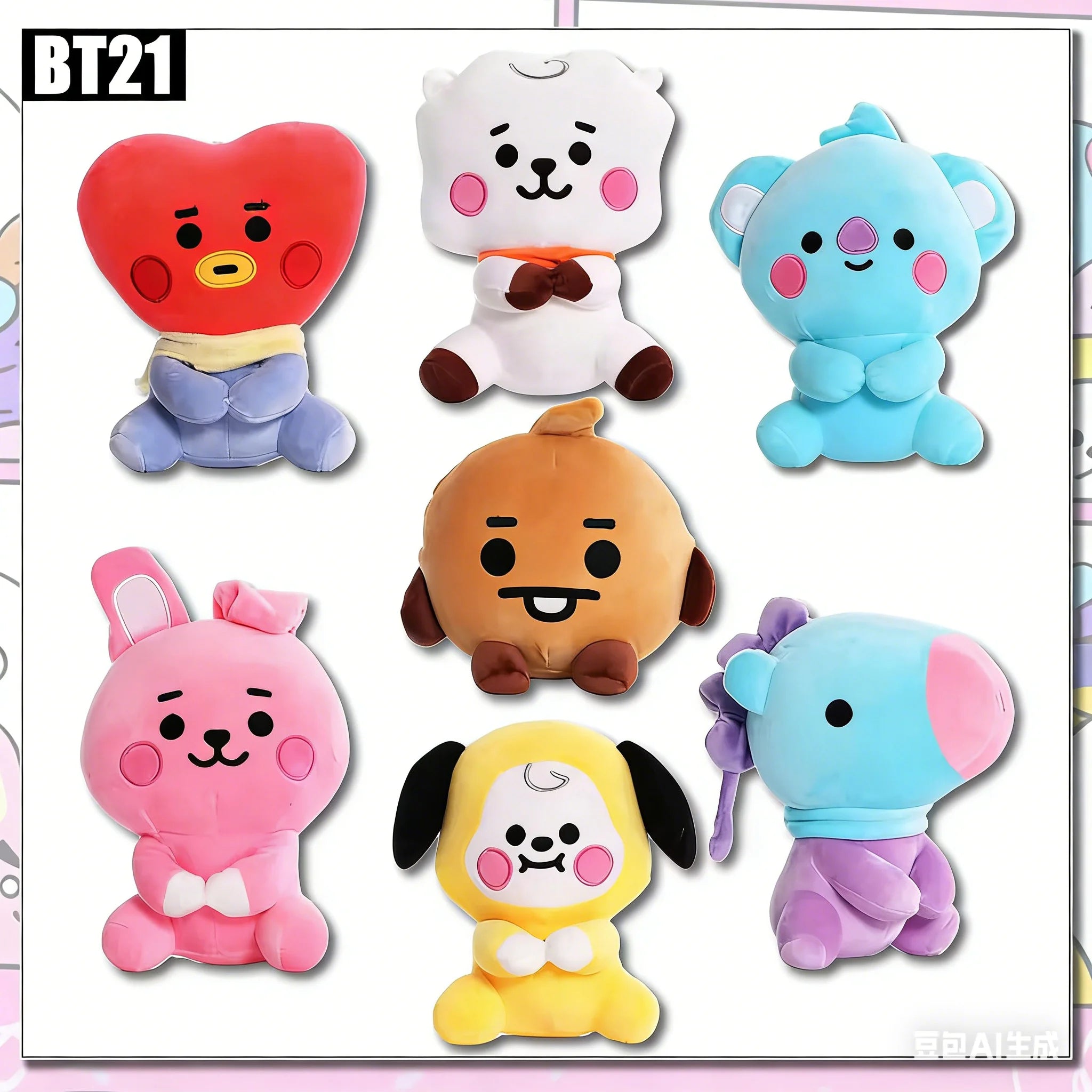 Hot B-T-21 Plush Toy Tata Koay Shooky Mang Cooky Cartoon Animal Backpack Key Mobile Phone Pendant Office Toys Friend Gift