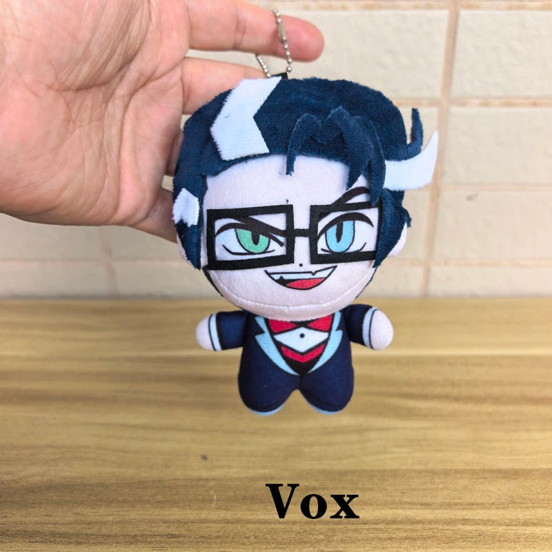 10cm Cute Animation Hotel Hazbin Character Smile 3V Vox / Alastor and Lucifer Plush Toys Bag Pendant Keychain Anime Plushie Doll