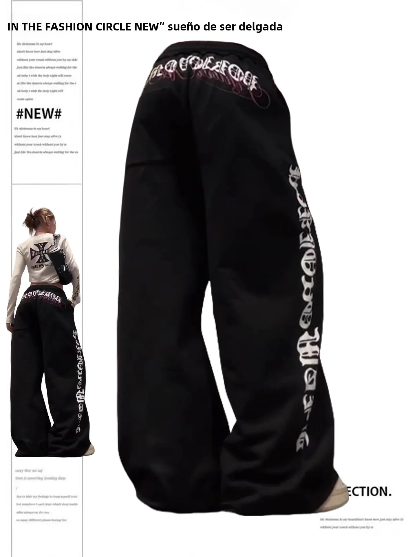 American Retro Letter Print Drawstring Sport Pants Women's Autumn Winter Loose Lazy Versatile Long Trousers Casual High Waist...