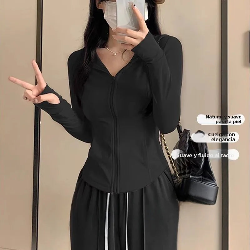 Pink Ice Silk Women's Summer Thin Outdoor UV Protection Clothing Tight Fit Short Outerwear Top Fashionable Sun Protection