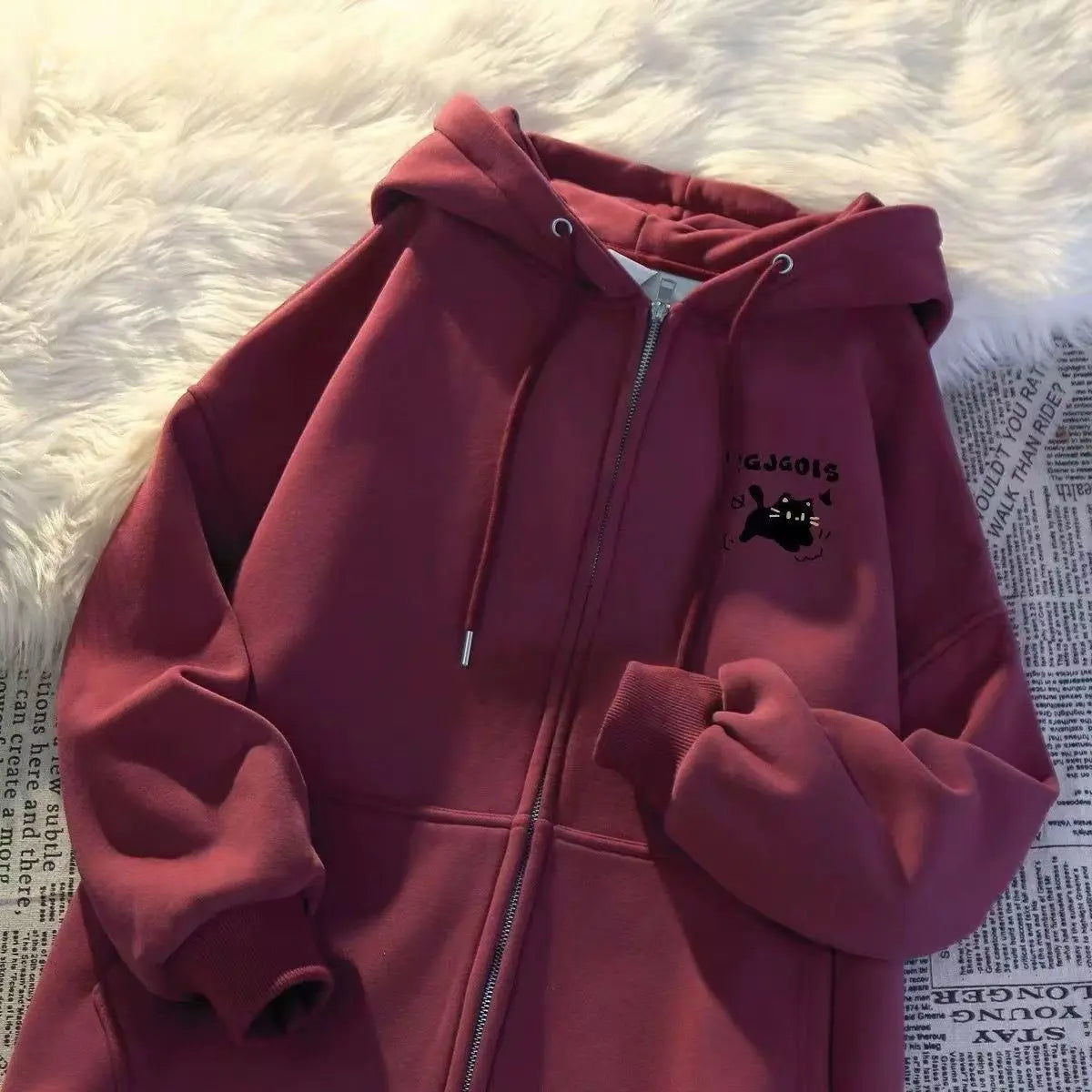 Sudadera con Capucha y Cierre de Polar